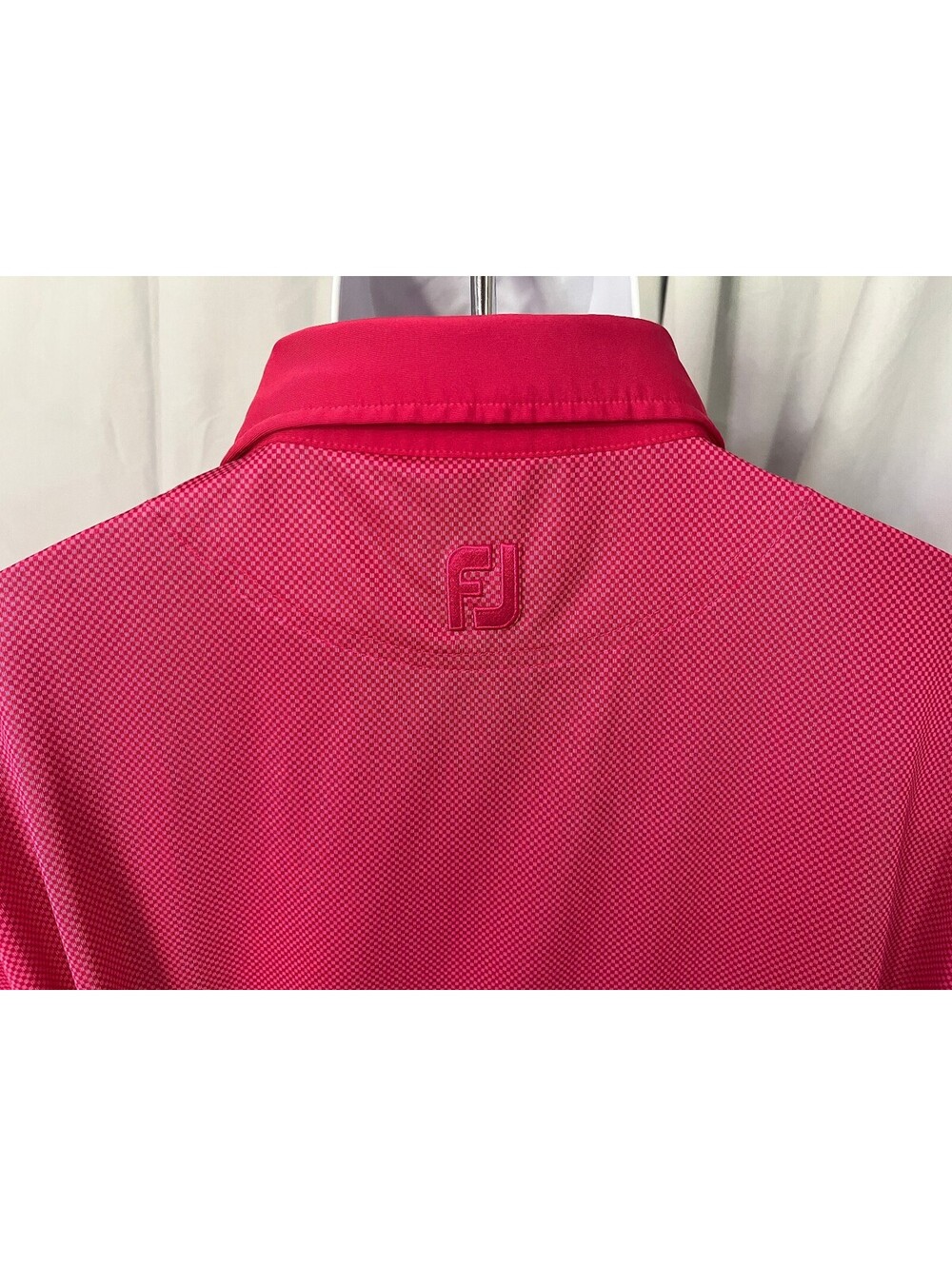 FootJoy FJ Men's Pink on Pink Checkered Golf Polo Shirt Large L